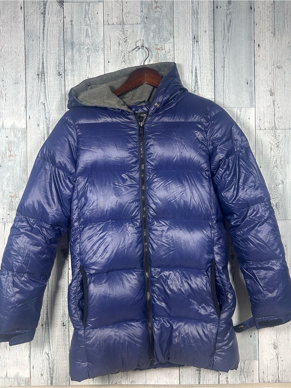 Gap Outdoor Edition XS Navy Down Puffer Long Hooded Winter Coat Après Ski Alpine